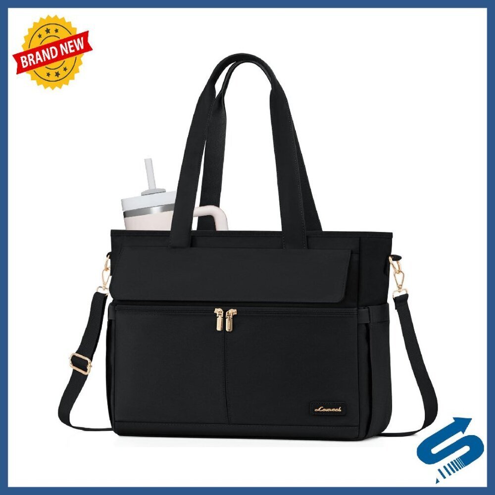 Large 15.6 Inch Laptop Tote Bag with 14 Pockets Water-Resistant Polyester